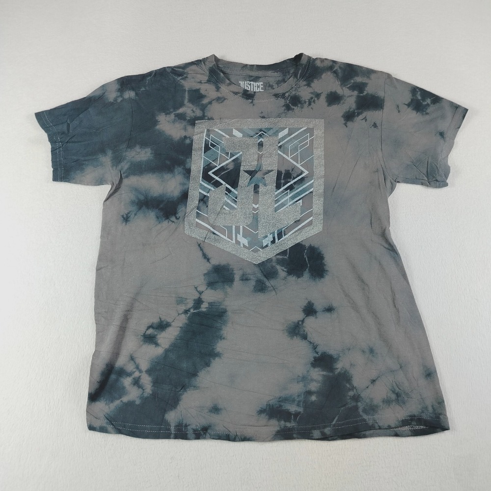 Justice League Shirt Mens Medium Black Graphic Tie Dye Short Sleeve Crew‎ Neck